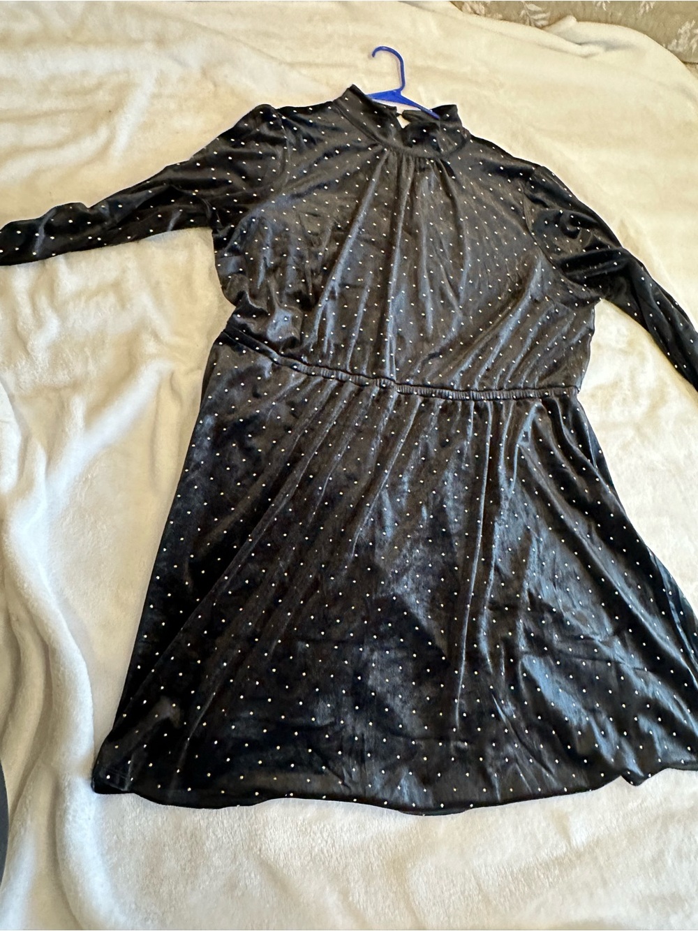 Lane Bryant Black Long-Sleeve Polka Dot Skater Dress